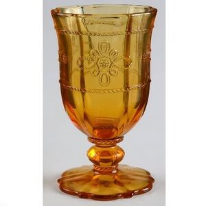 4 Vintage Colette Amber Water Goblets JULISKA GLASSWARE Mustard Yellow Glasses